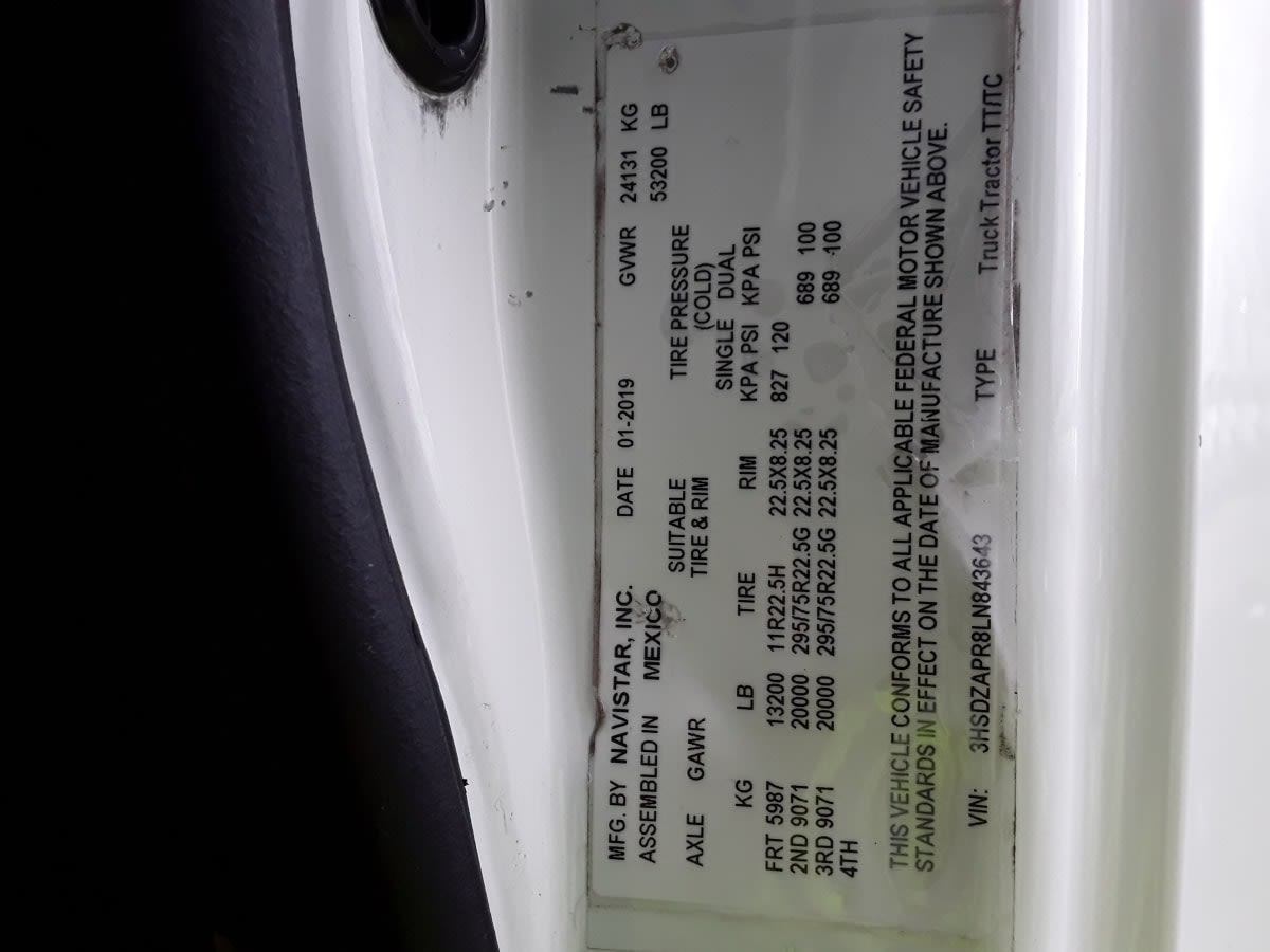 2020 Navistar International LT625 SLPR CAB 240165