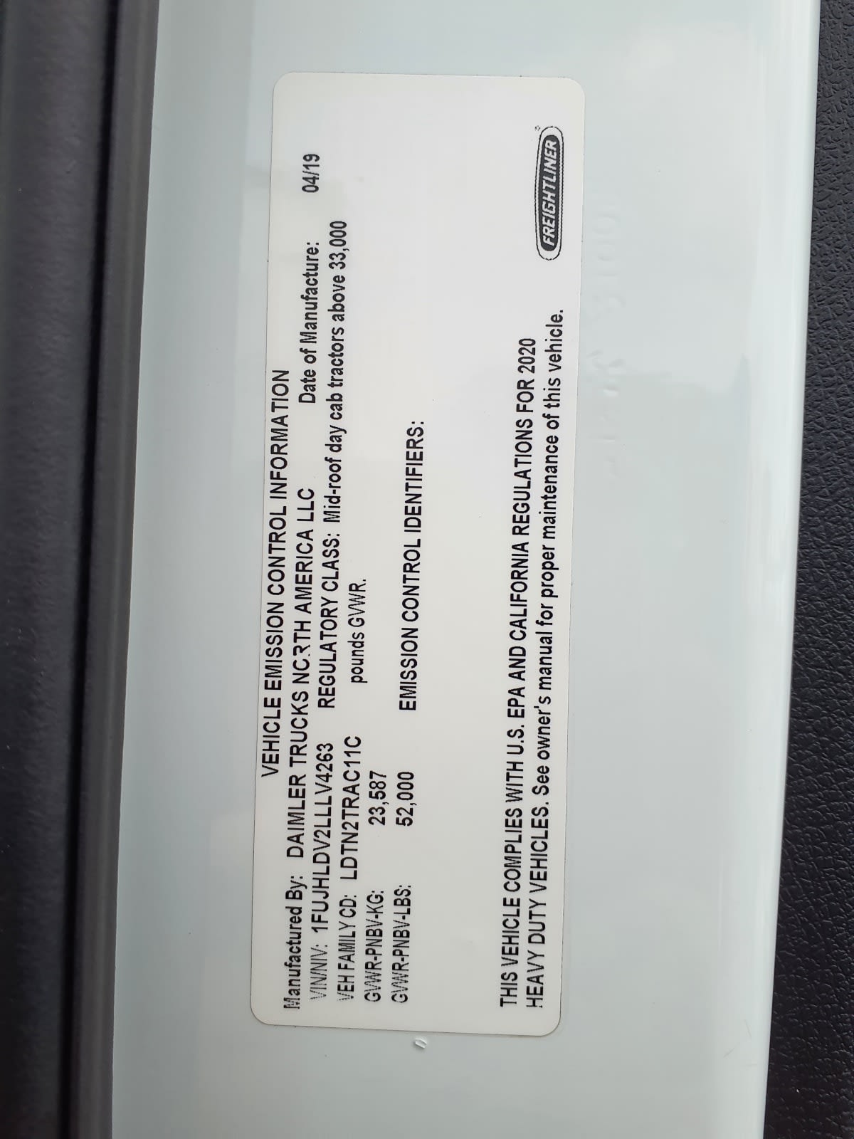 2020 Freightliner/Mercedes NEW CASCADIA PX12664 248968