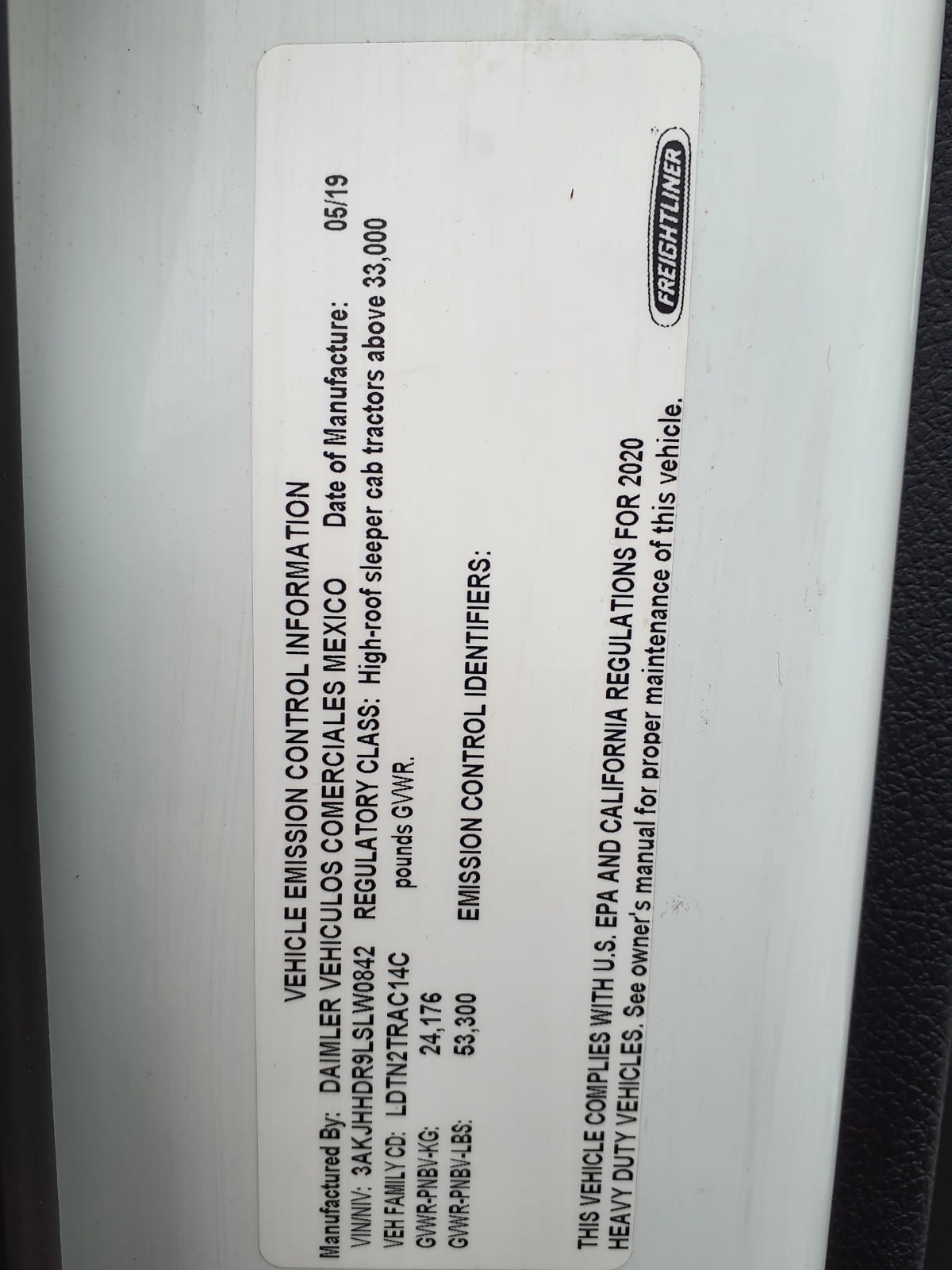 2020 Freightliner/Mercedes NEW CASCADIA PX12664 248974