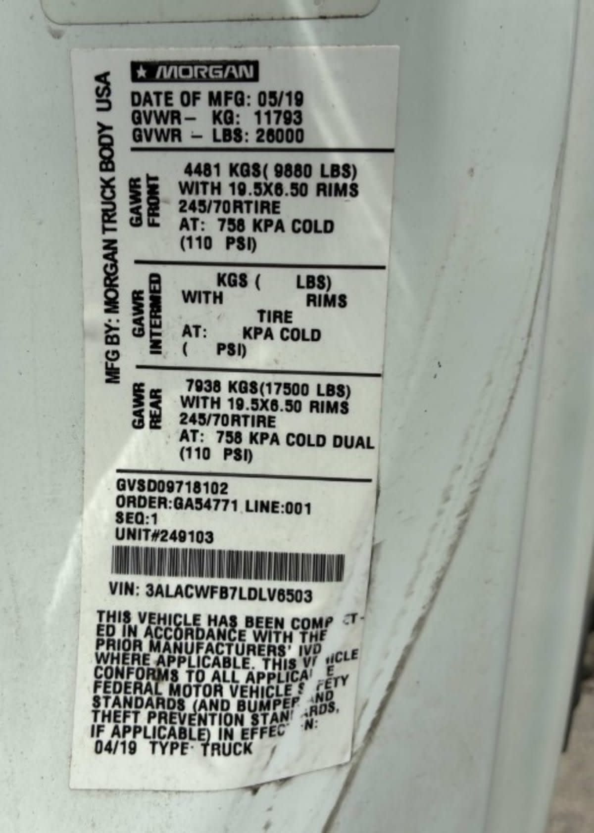 2020 Freightliner/Mercedes M2 106 249103