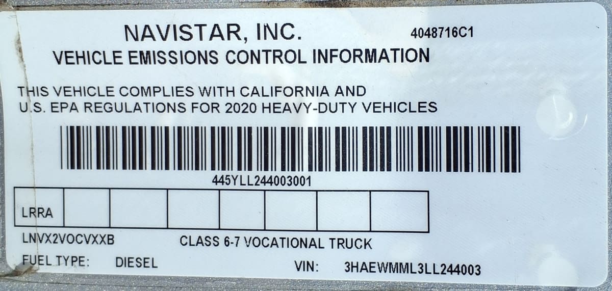 2020 Navistar International MV607 LP 252460