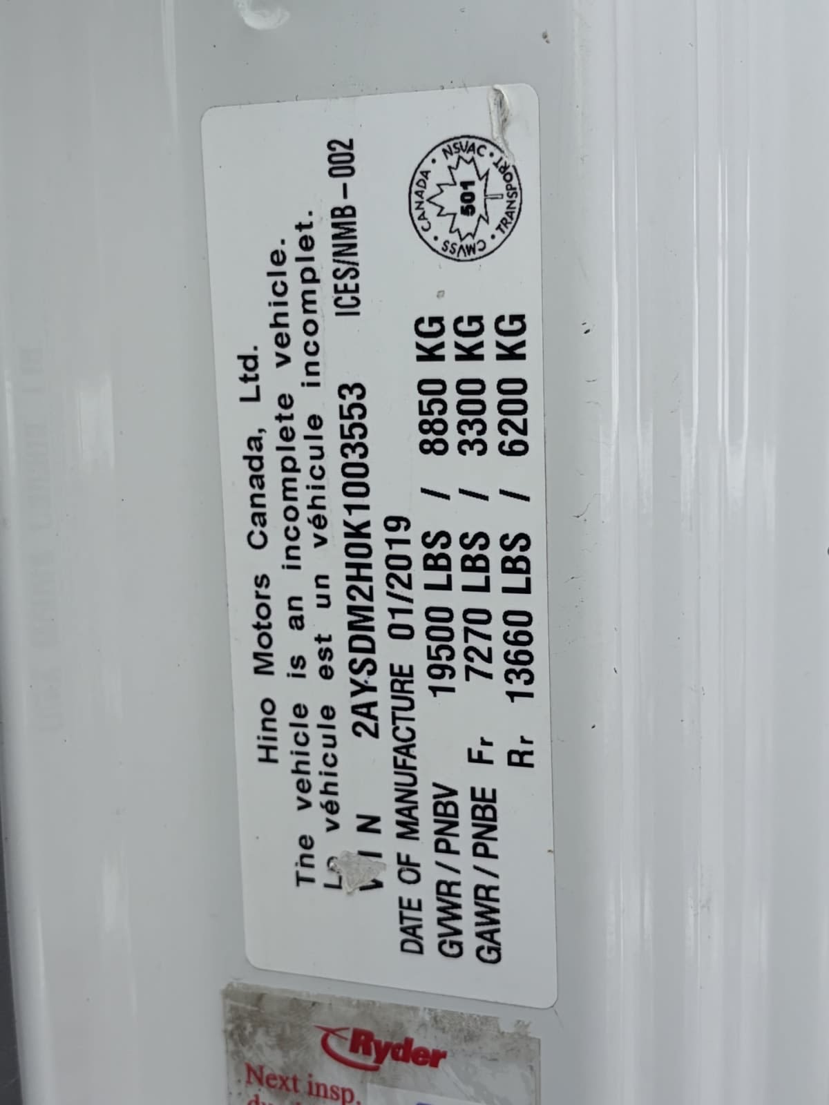 2019 Hino HINO 195 256047