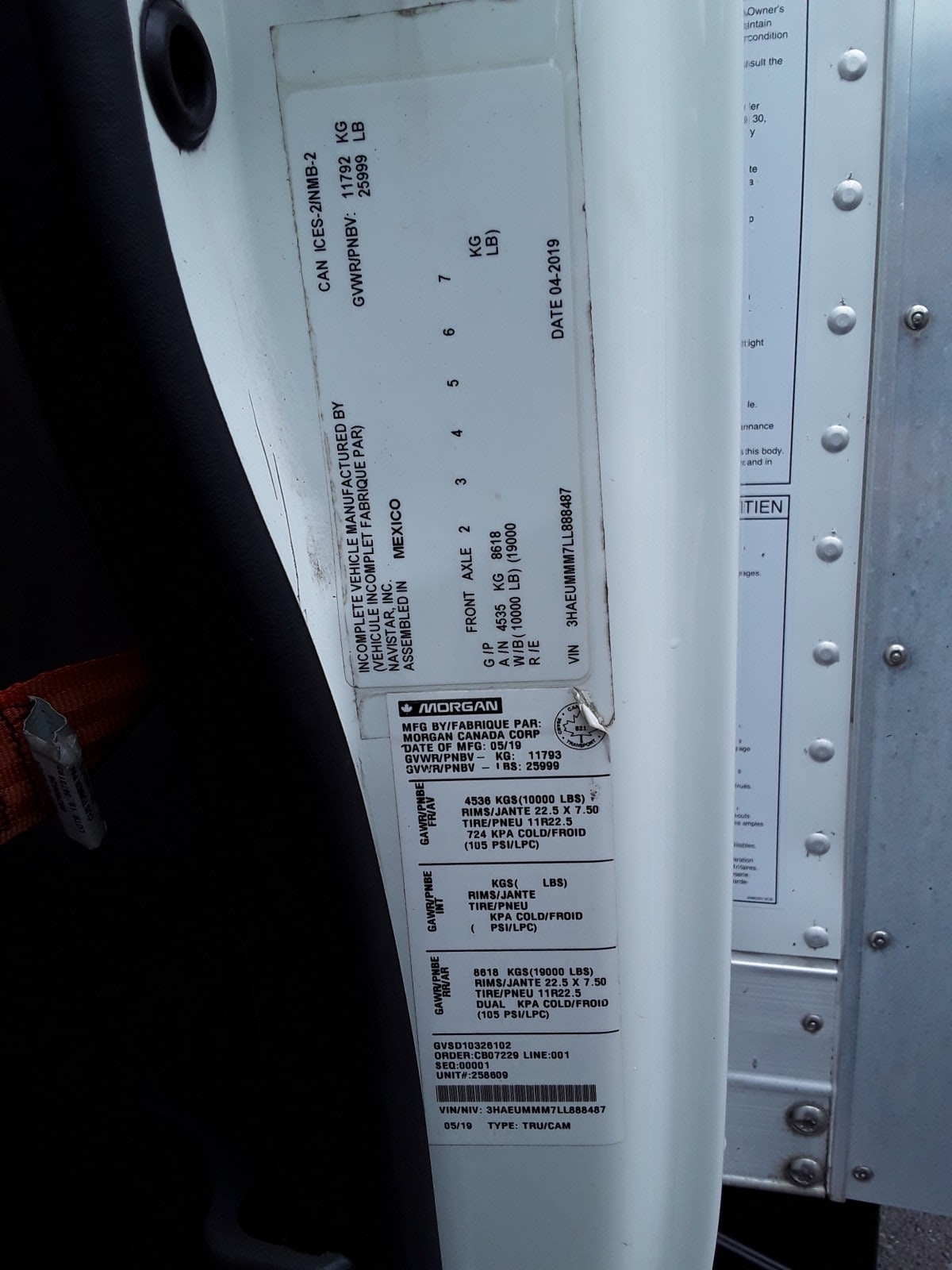 2020 Navistar International MV607 (4X2) 258609