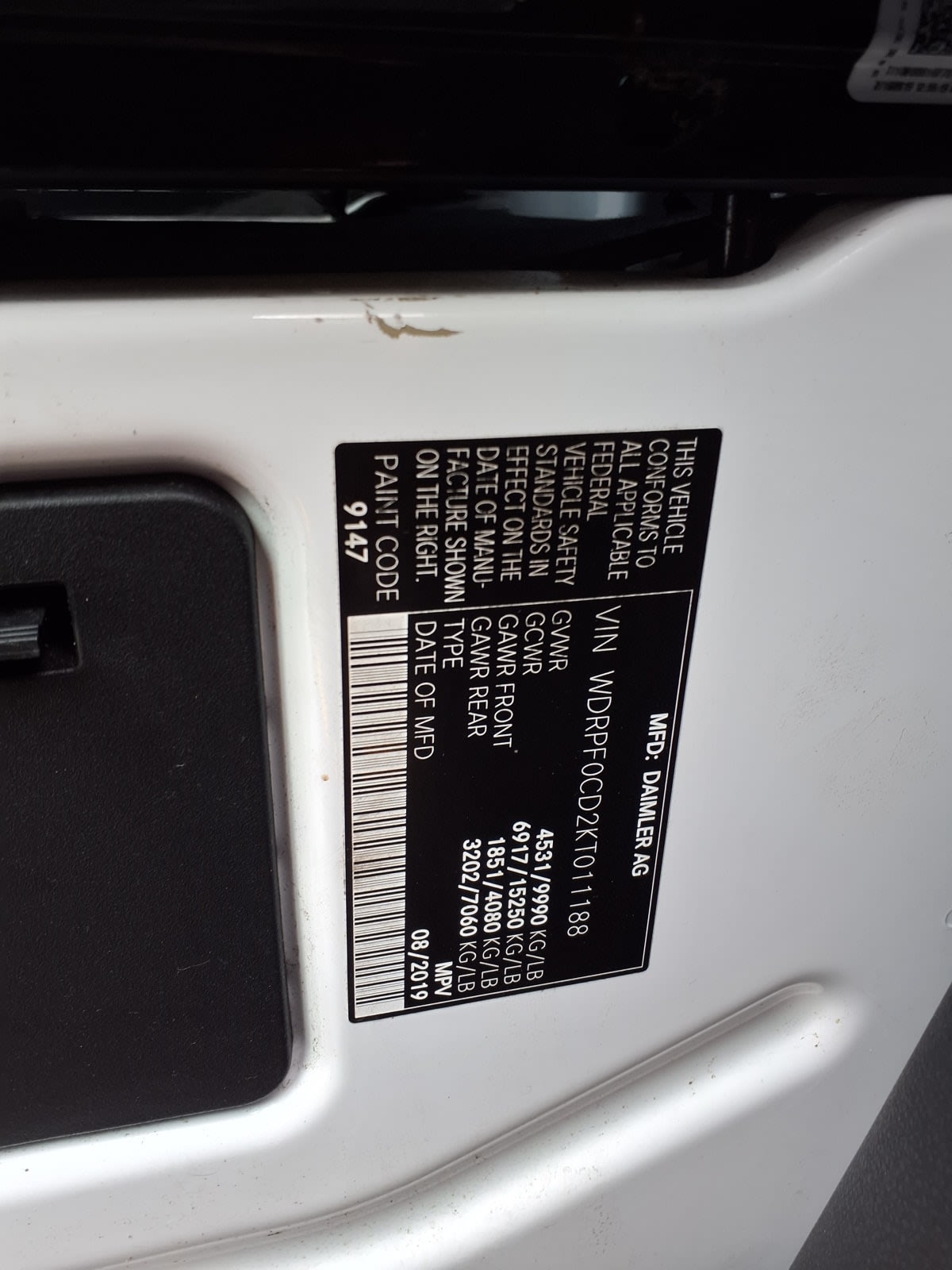 2019 Mercedes-Benz SPRINTER 3500 268981