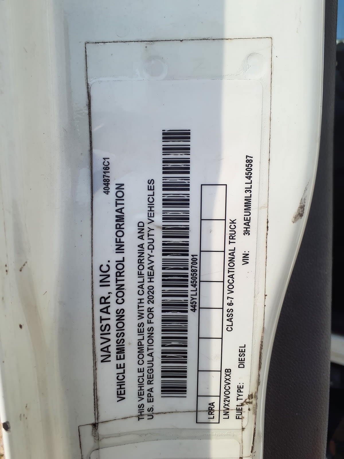 2020 Navistar International MV607 (4X2) 269155