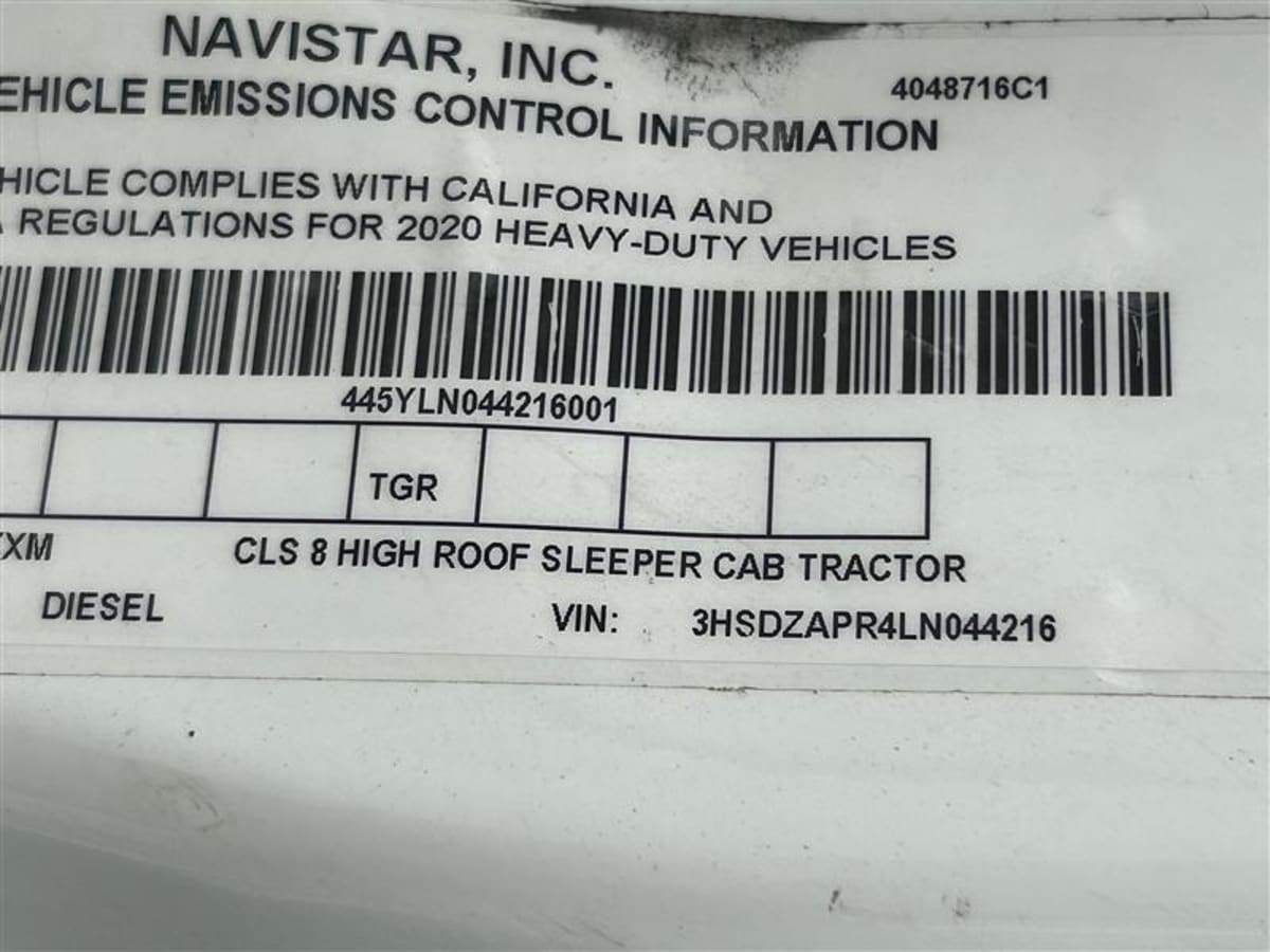 2020 Navistar International LT625 SLPR CAB 273552