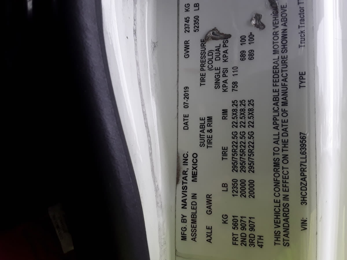 2020 Navistar International LT625 DAYCAB T/A 274418