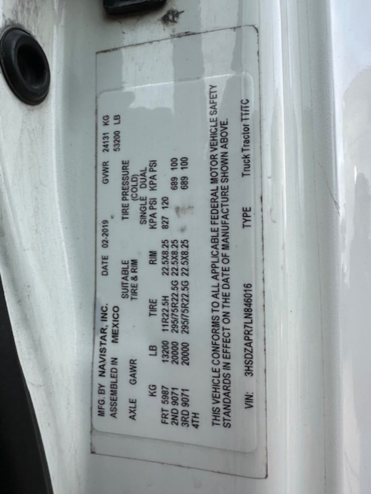 2020 Navistar International LT625 SLPR CAB 275200