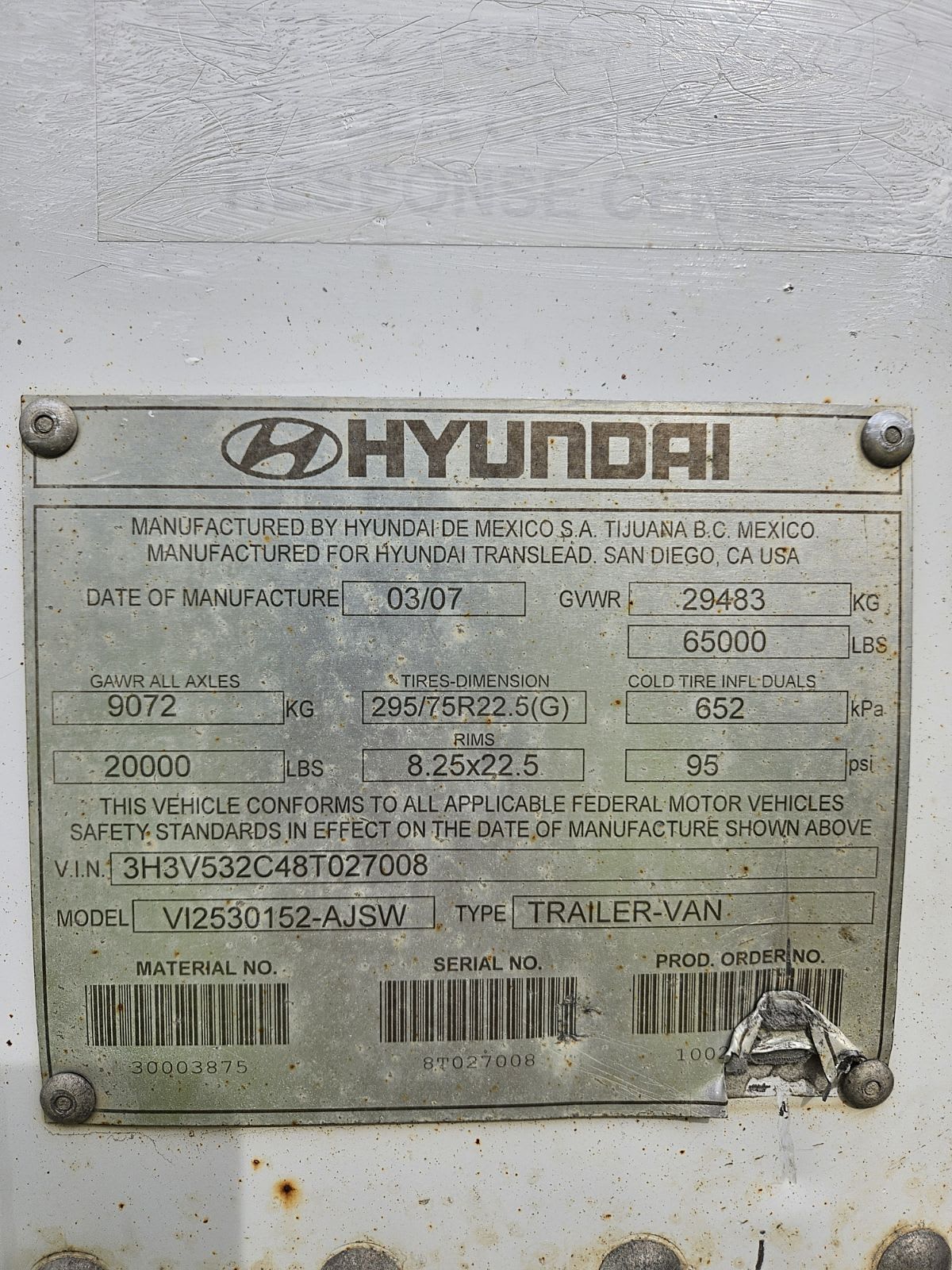 2008 Hyundai 53/102/162-FRP 282520