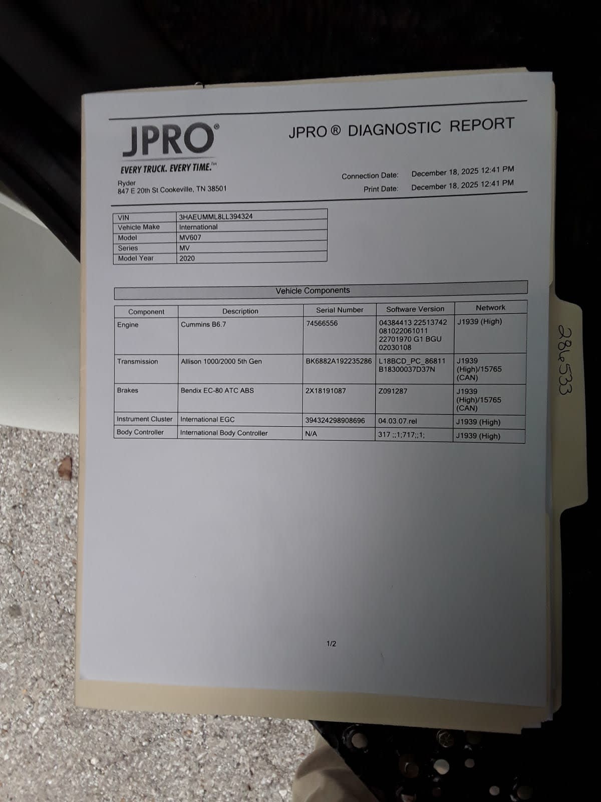 2020 Navistar International MV607 (4X2) 286533