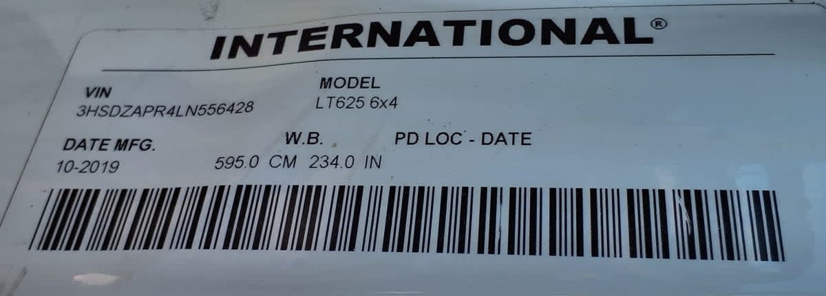 2020 Navistar International LT625 SLPR CAB 289955