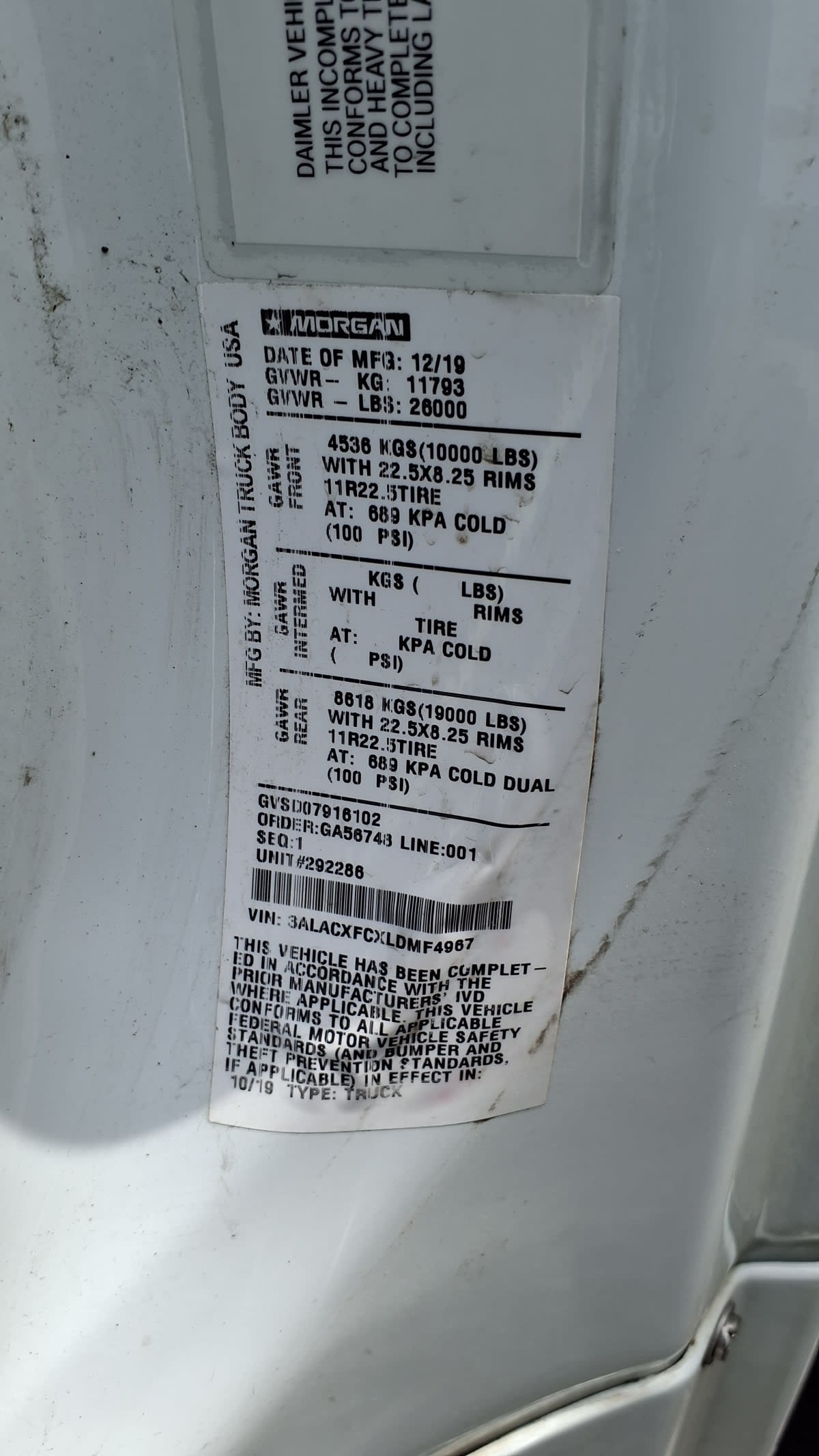 2020 Freightliner/Mercedes M2 106 292286