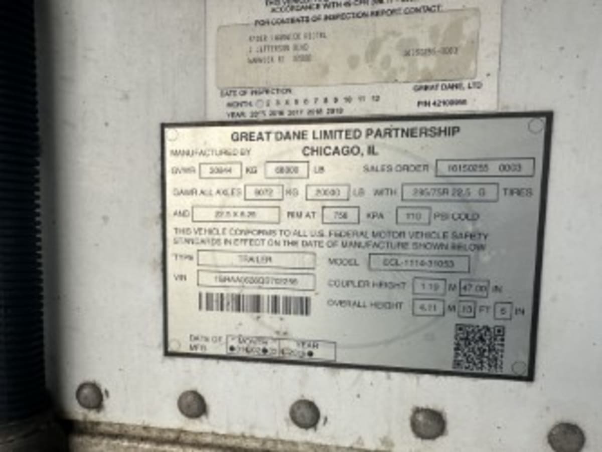 2016 Great Dane Trailers 7211TZ-1 53/162/102 346909