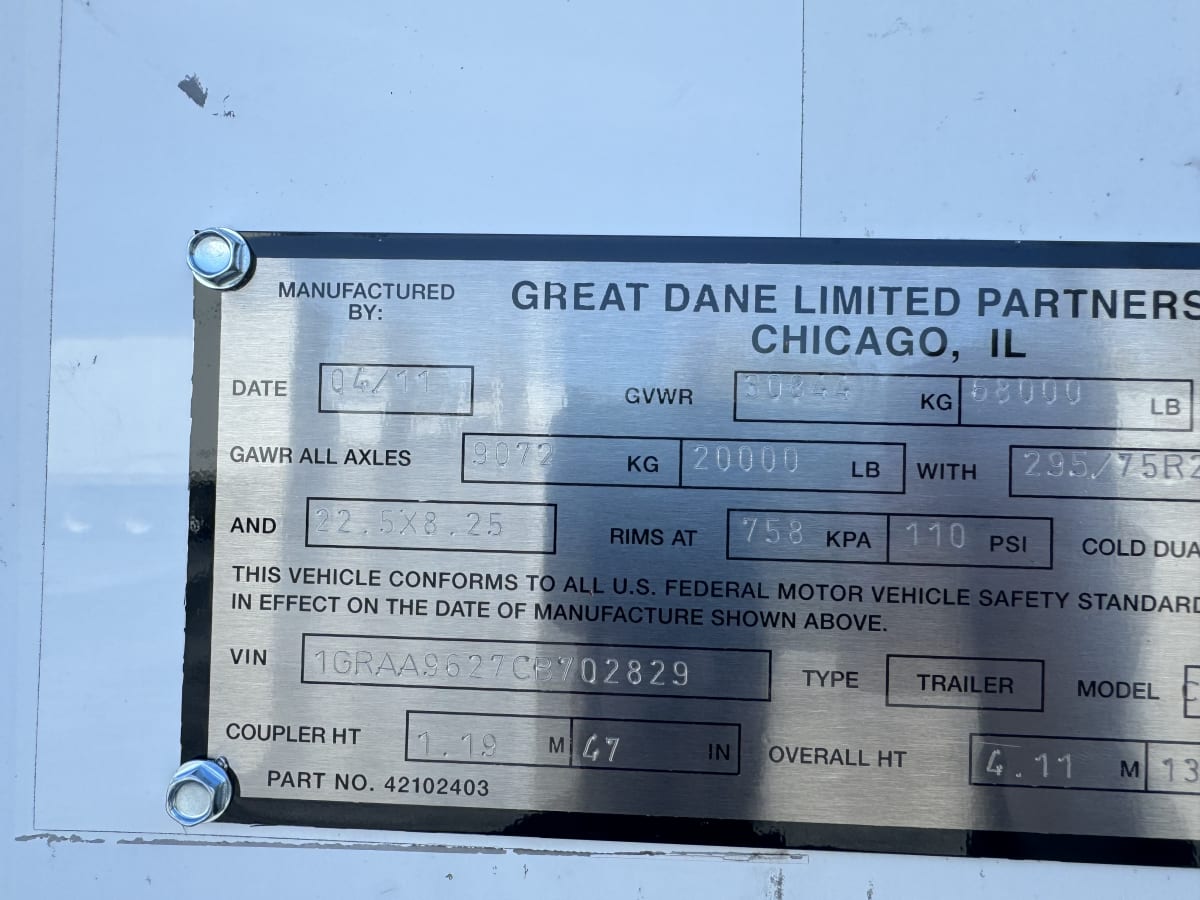 2012 Great Dane Trailer 700 ALUM-48/162/102 366353