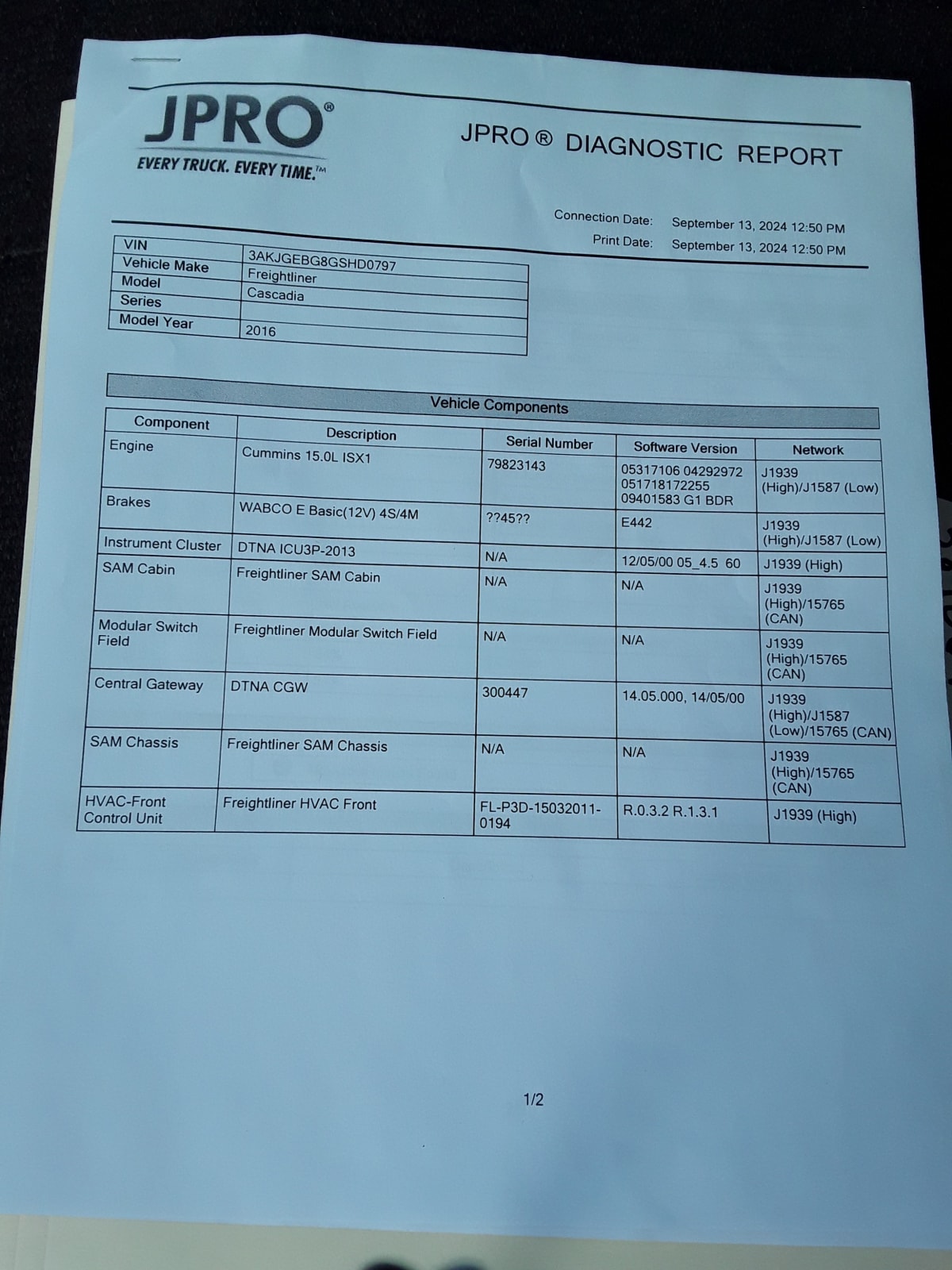 2016 Freightliner/Mercedes CASCADIA 125 389069