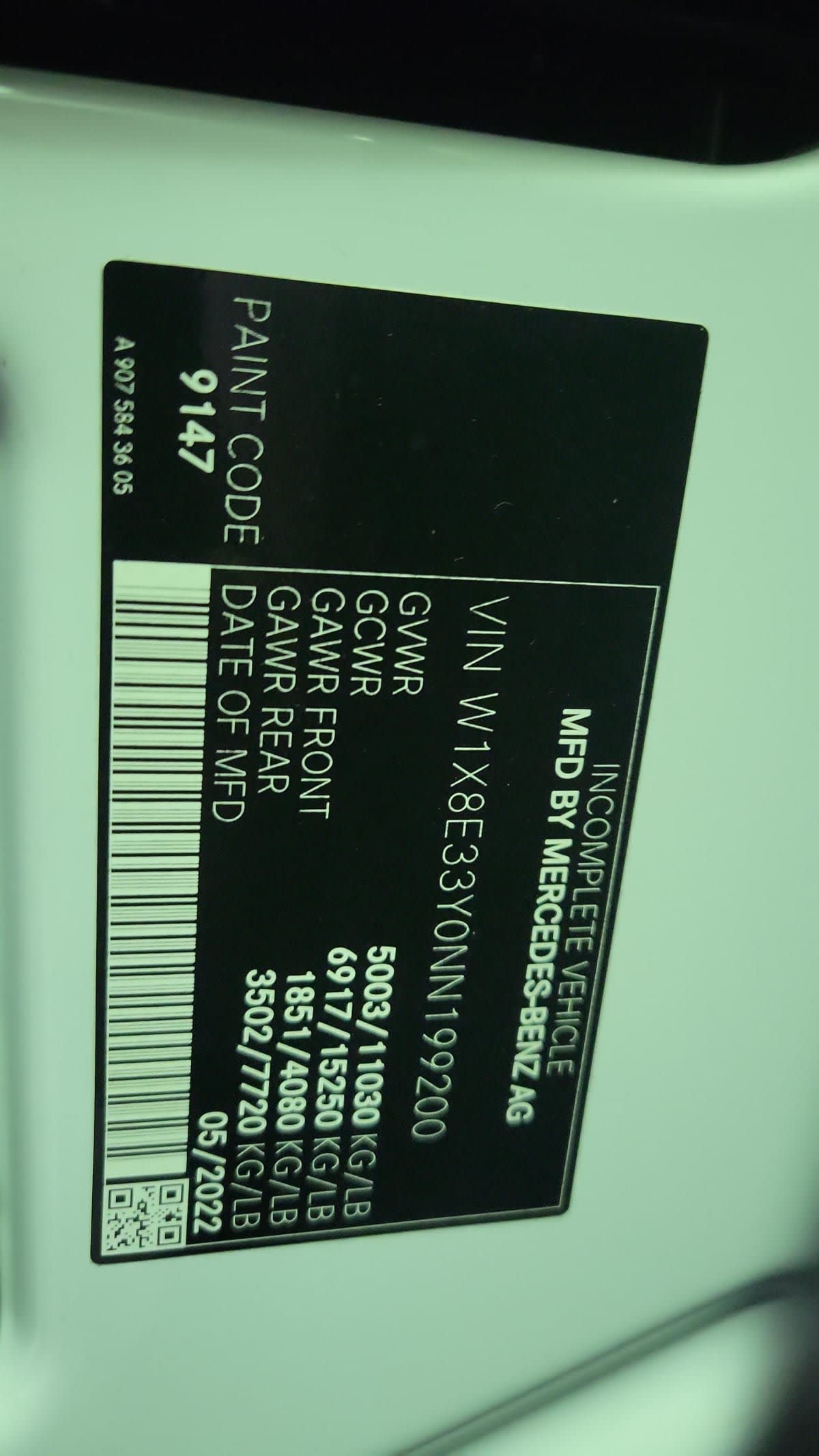 2022 Mercedes-Benz MXCC74 SPRINTER 432254