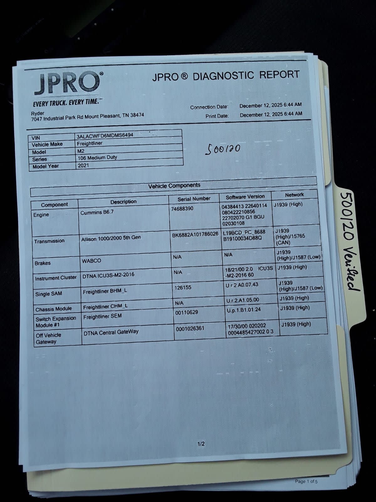 2021 Freightliner/Mercedes M2 106 500120