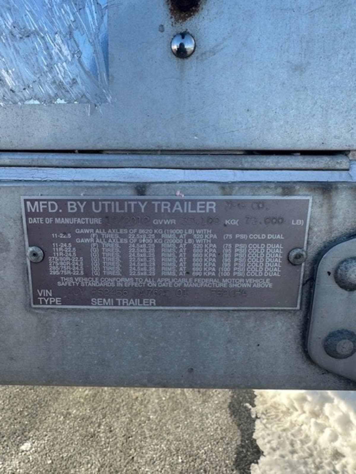 2013 Utility Trailers FS2CHA 45/102 509836