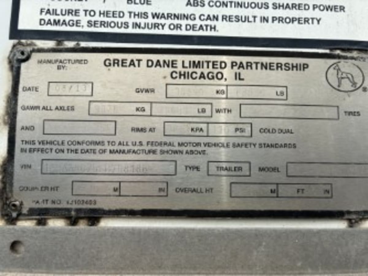 2014 Great Dane 7311TJW 45/162/96 532211