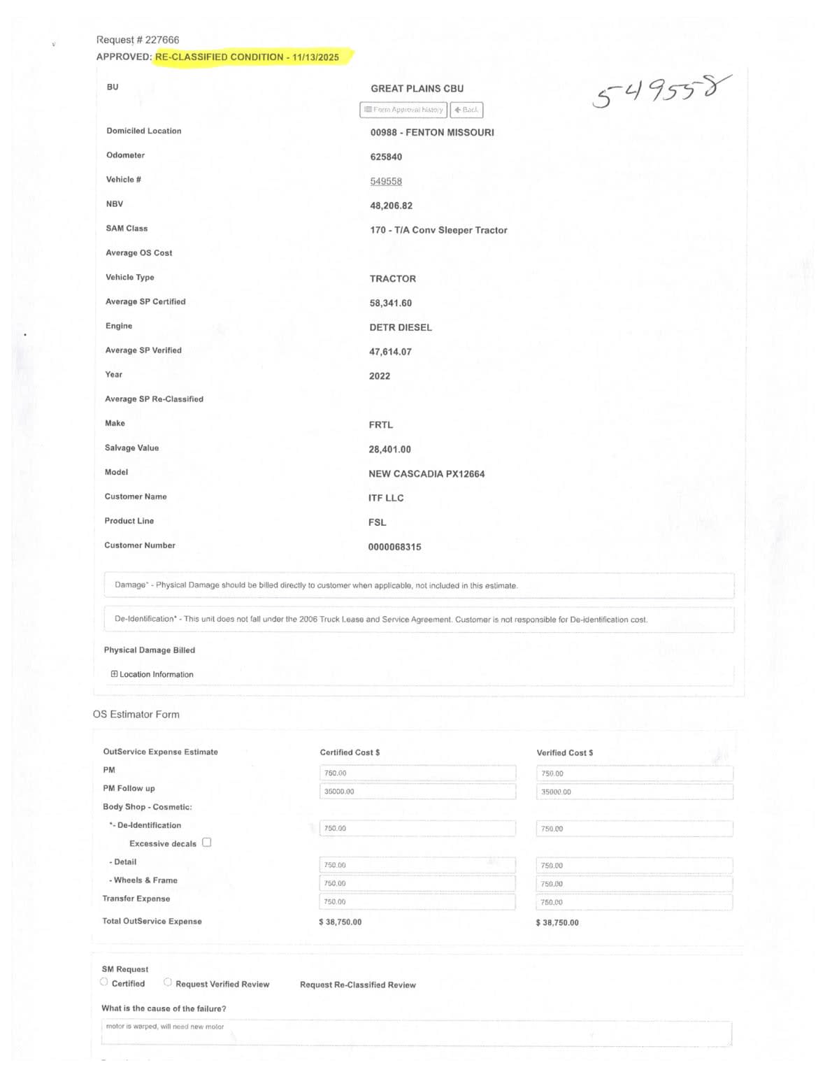 2022 Freightliner/Mercedes NEW CASCADIA PX12664 549558