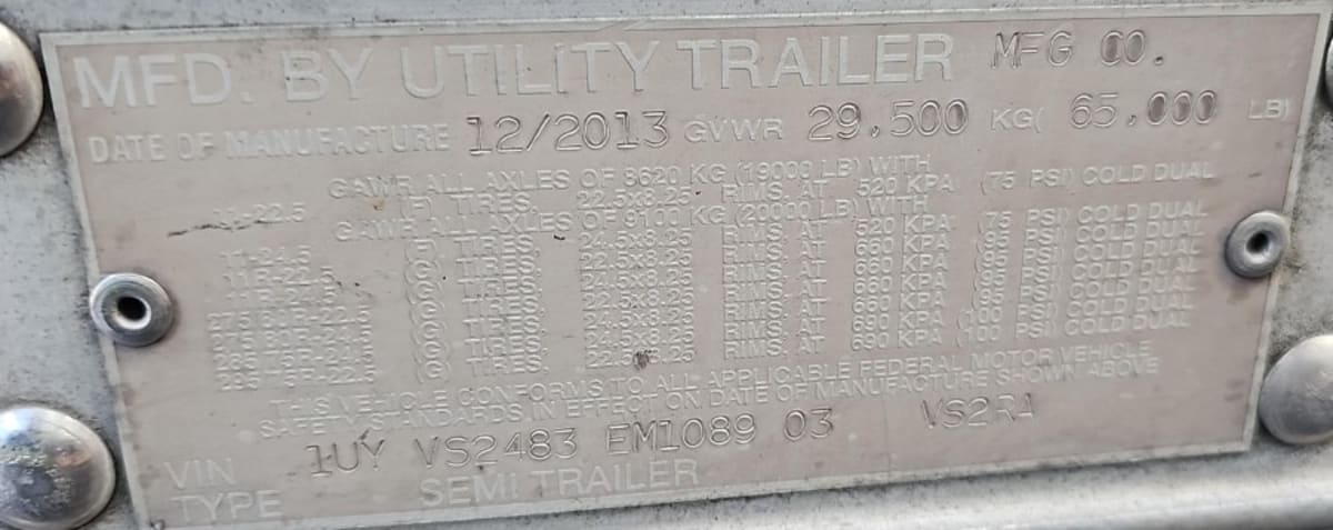 2014 Utility Trailers VS2RA 48/162/102 558820