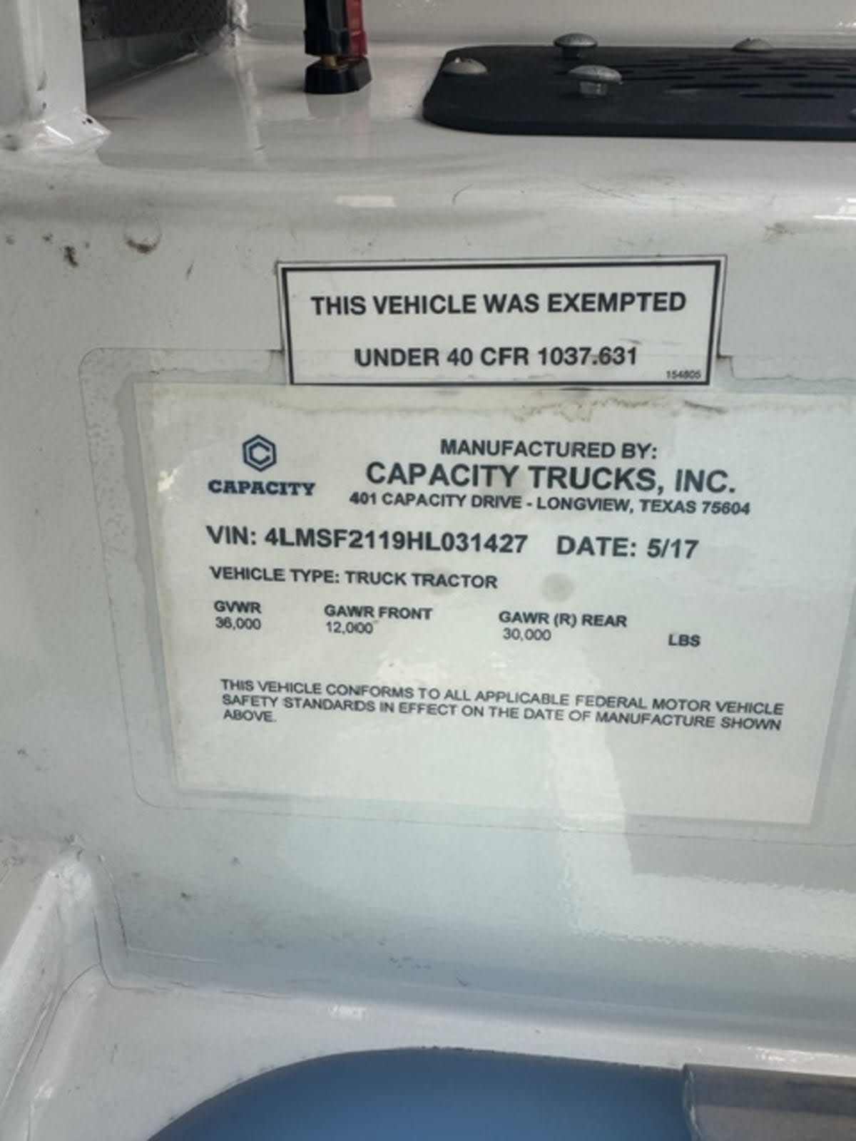 2017 Capacity Of Texas,Inc. TJ5000 TRLR JOCKEY 581068