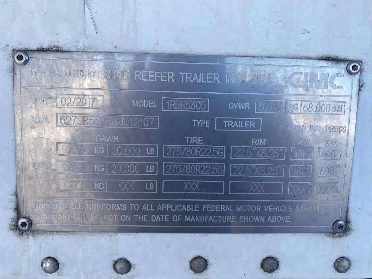 2018 Vanguard Trailer Corp R8000B 53/102/162 587016