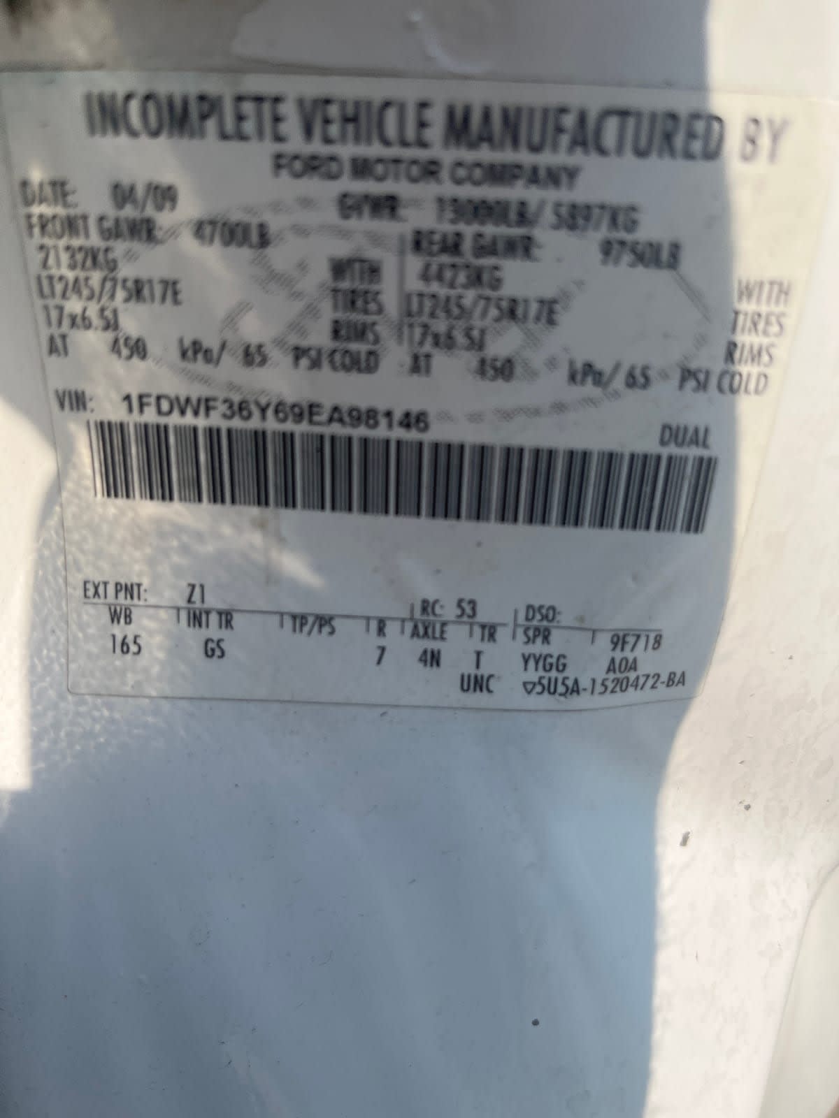 2009 Ford Motor Company F350 621135