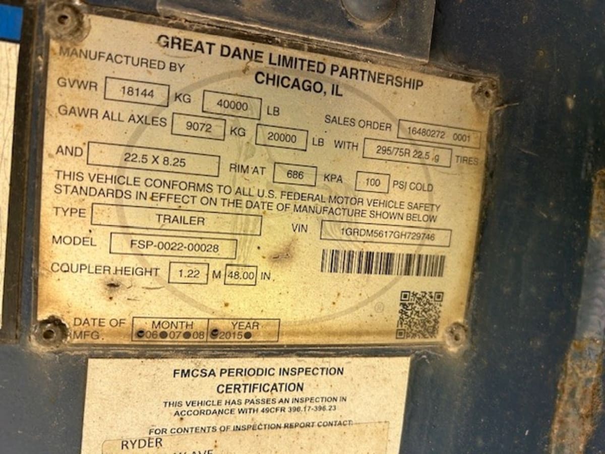 2016 Great Dane Trailer FSP 28/102 645927