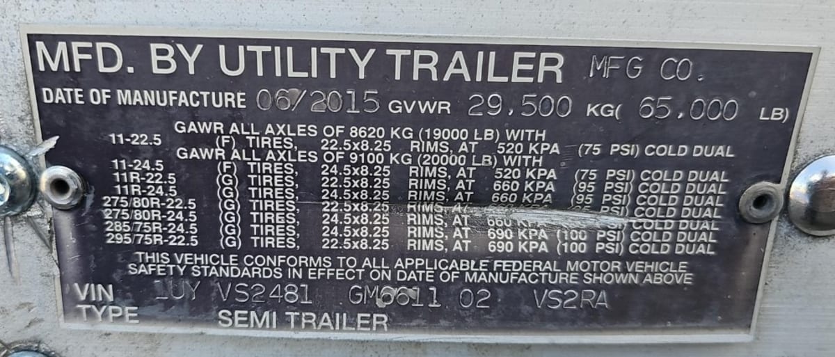 2016 Utility Trailers VS2RA 48/162/102 650153