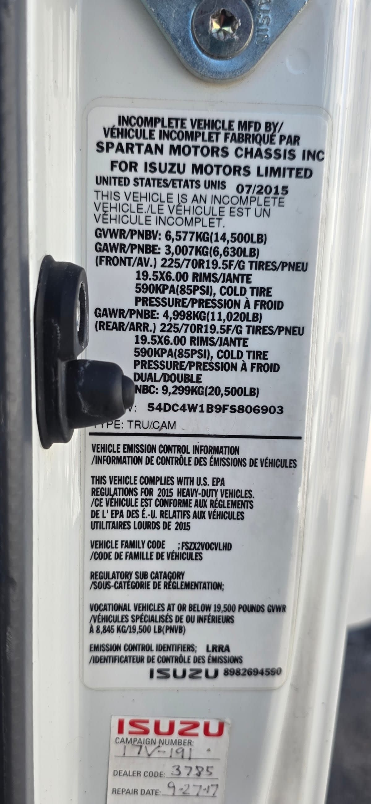 2015 Isuzu NPR 656279