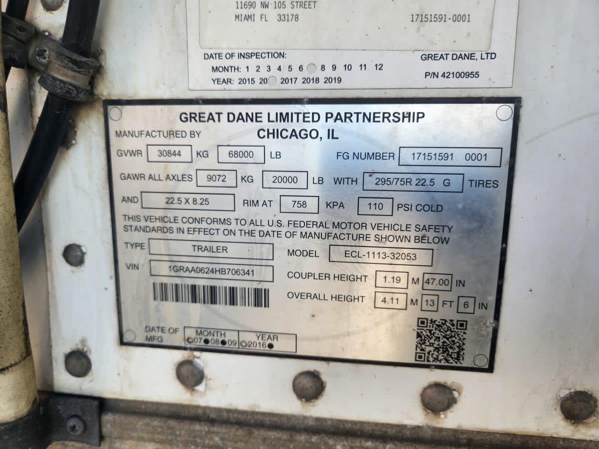 2017 Great Dane 7211TZ-1  53/162/102 662215