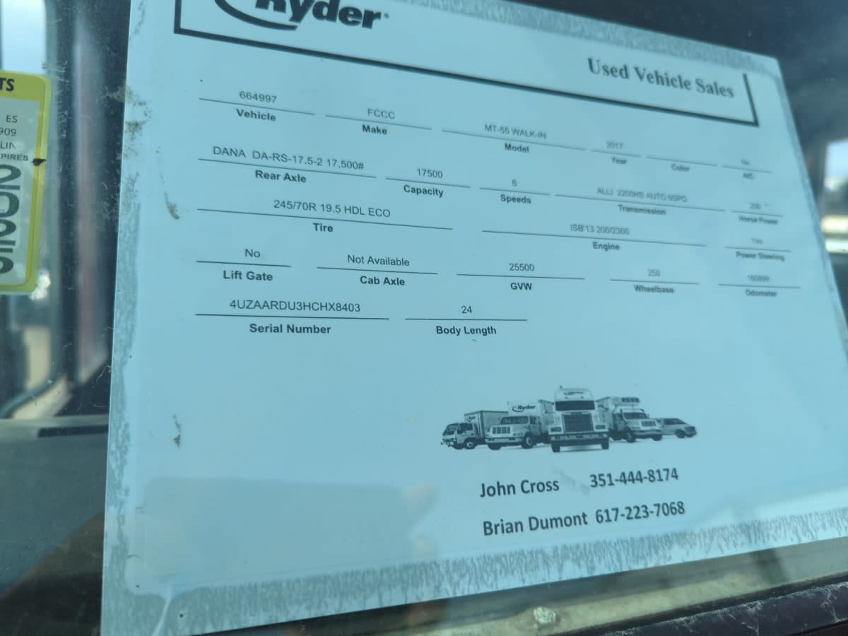 2017 Frtlr Custom Chassis Corp MT-55 WALK-IN 664997