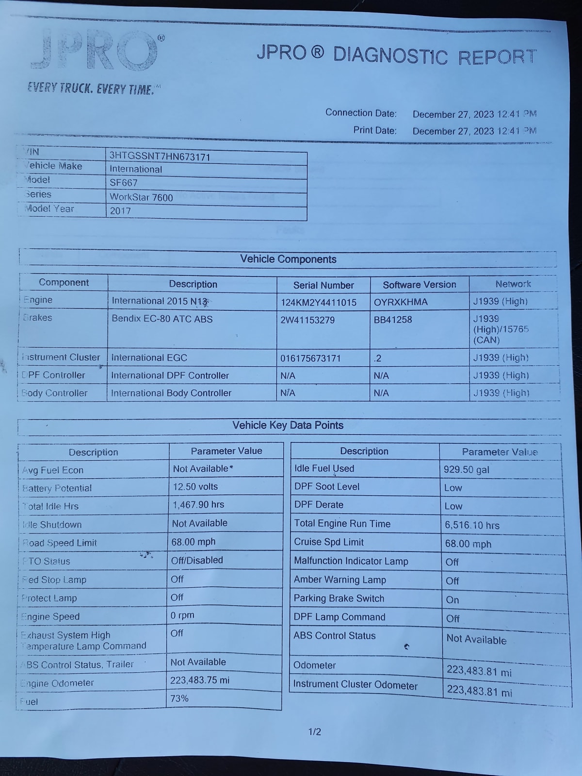 2017 Navistar International 7600 (6X4) 665861