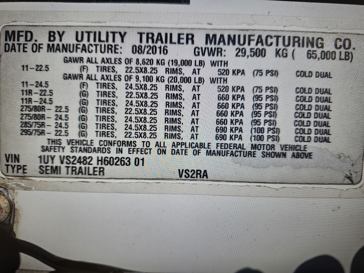 2017 Utility Trailers VS2RA 48/162/102 670997
