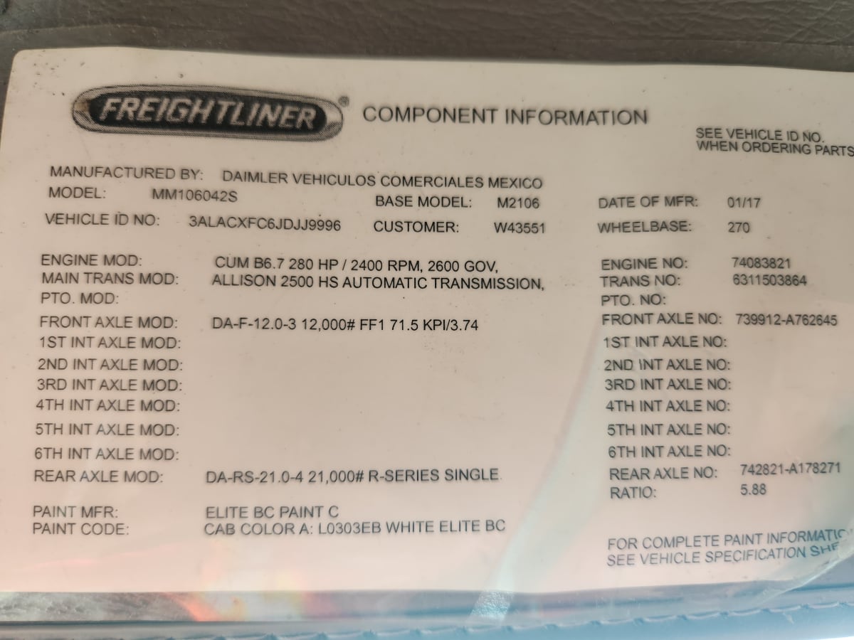 2018 Freightliner/Mercedes M2 106 681543
