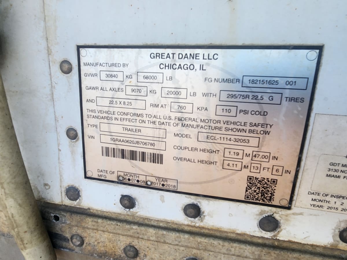 2018 Great Dane 7211TZ-1  53/162/102 684486