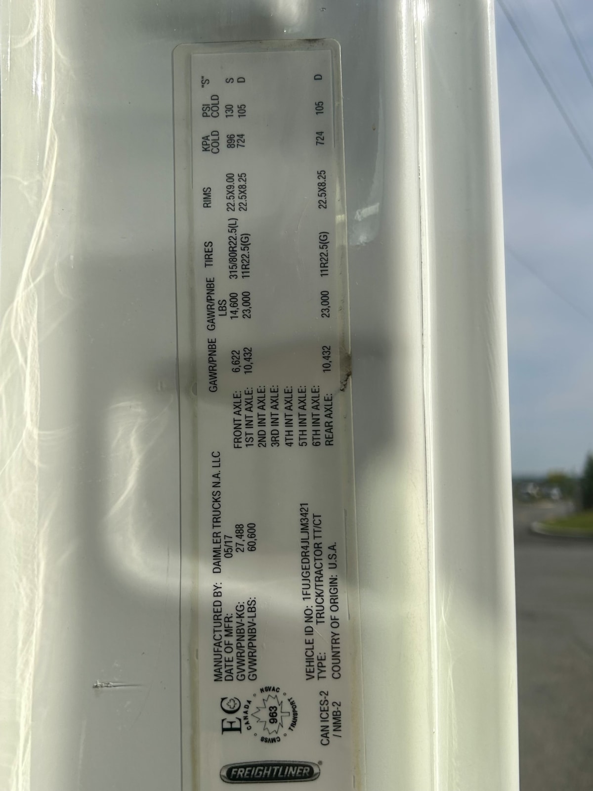 2018 Freightliner/Mercedes CASCADIA 125 685478