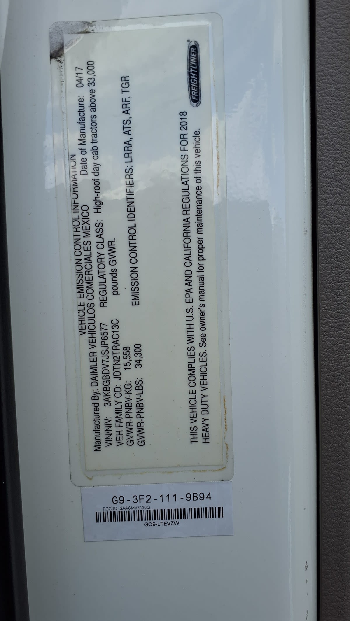 2018 Freightliner CASCADIA 113 748837