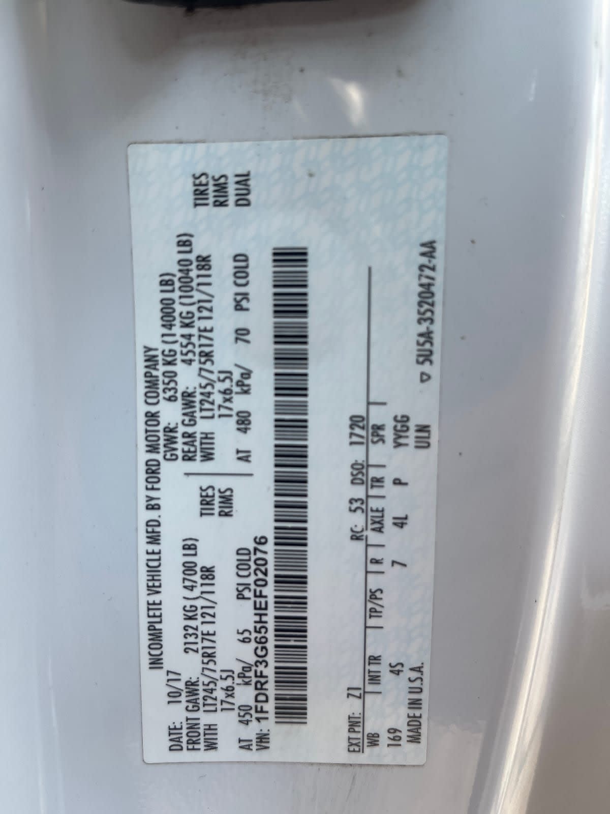 2017 Ford Motor Company F350 774594
