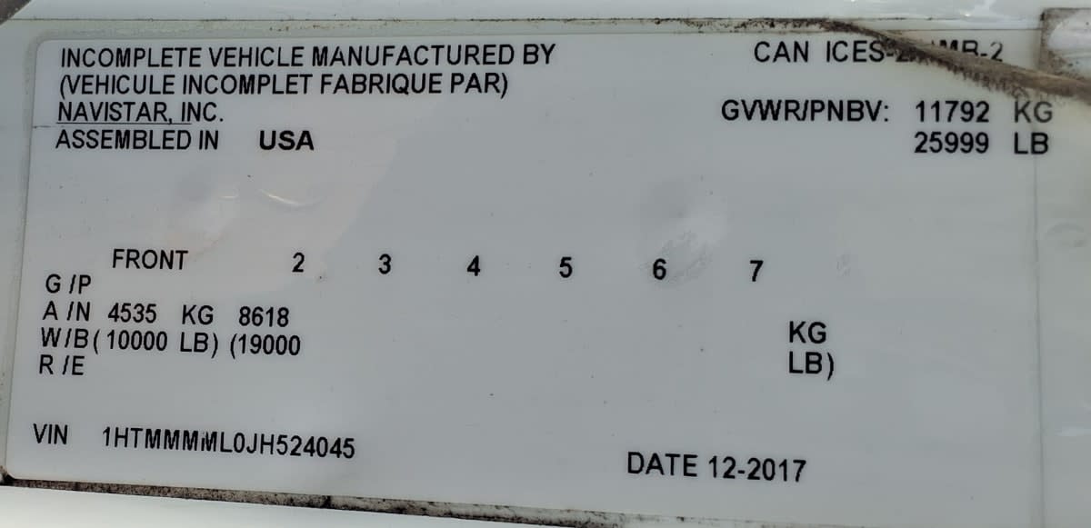 2018 Navistar International 4300 785812