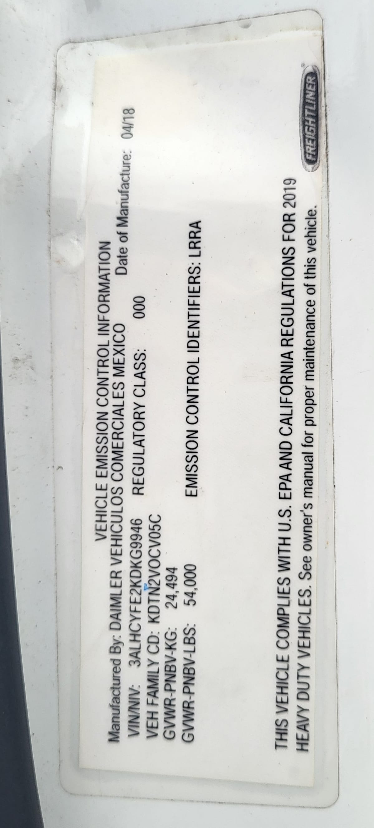 2019 Freightliner M2 106 807296