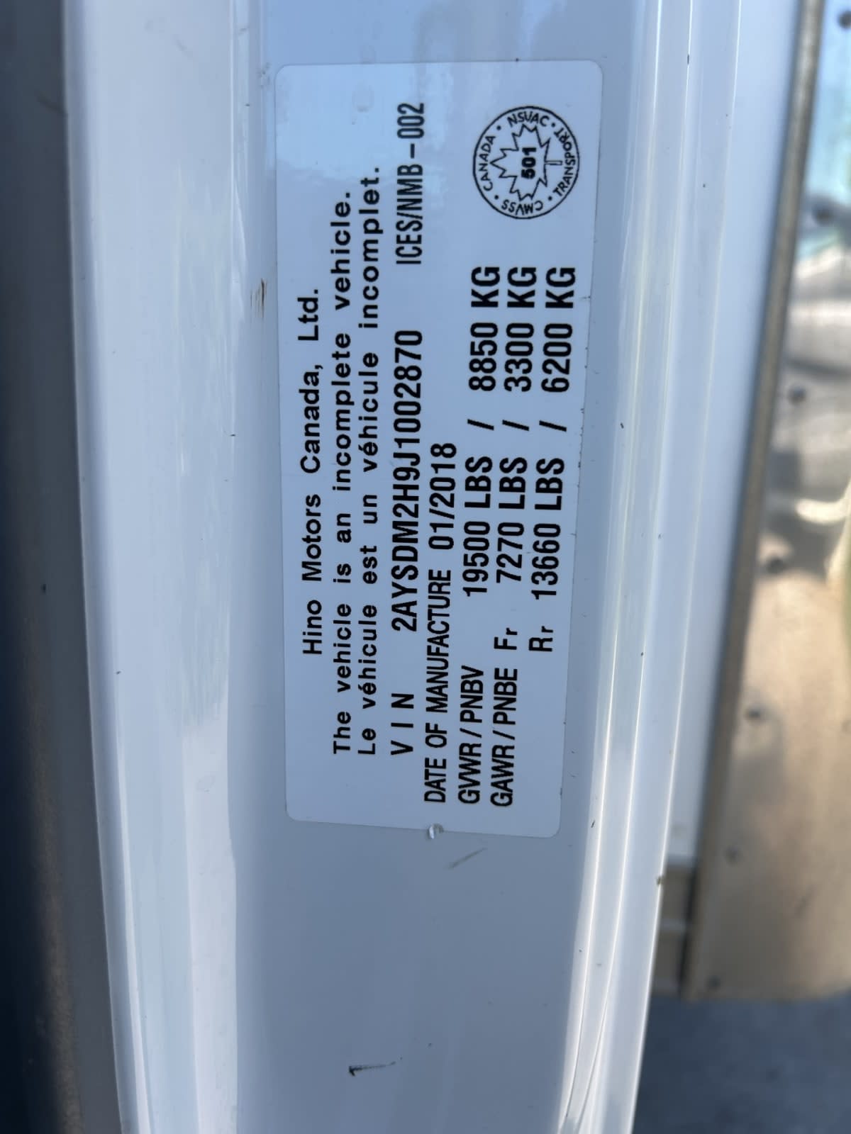 2018 Hino HINO 195 807768