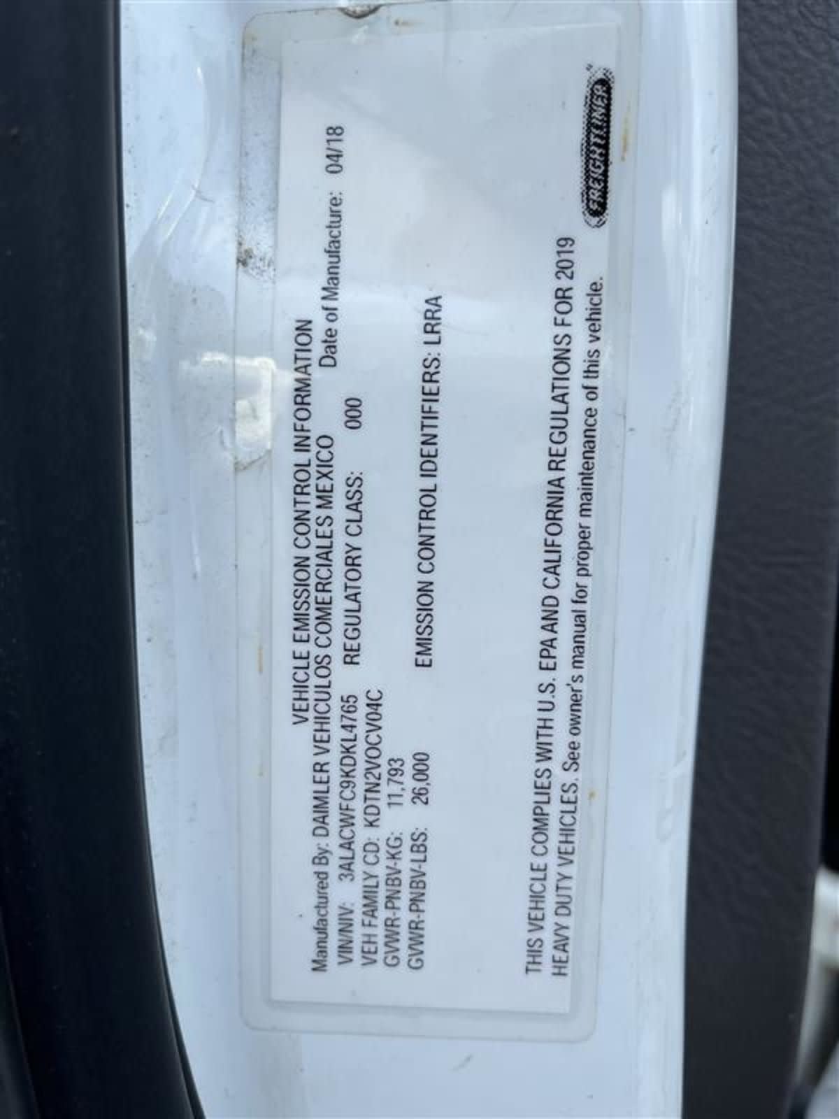 2019 Freightliner/Mercedes M2 106 814605