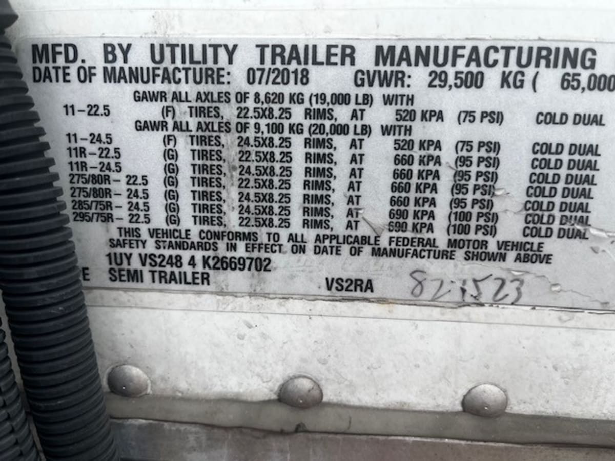 2019 Utility Trailers VS2RA 48/162/102 827523