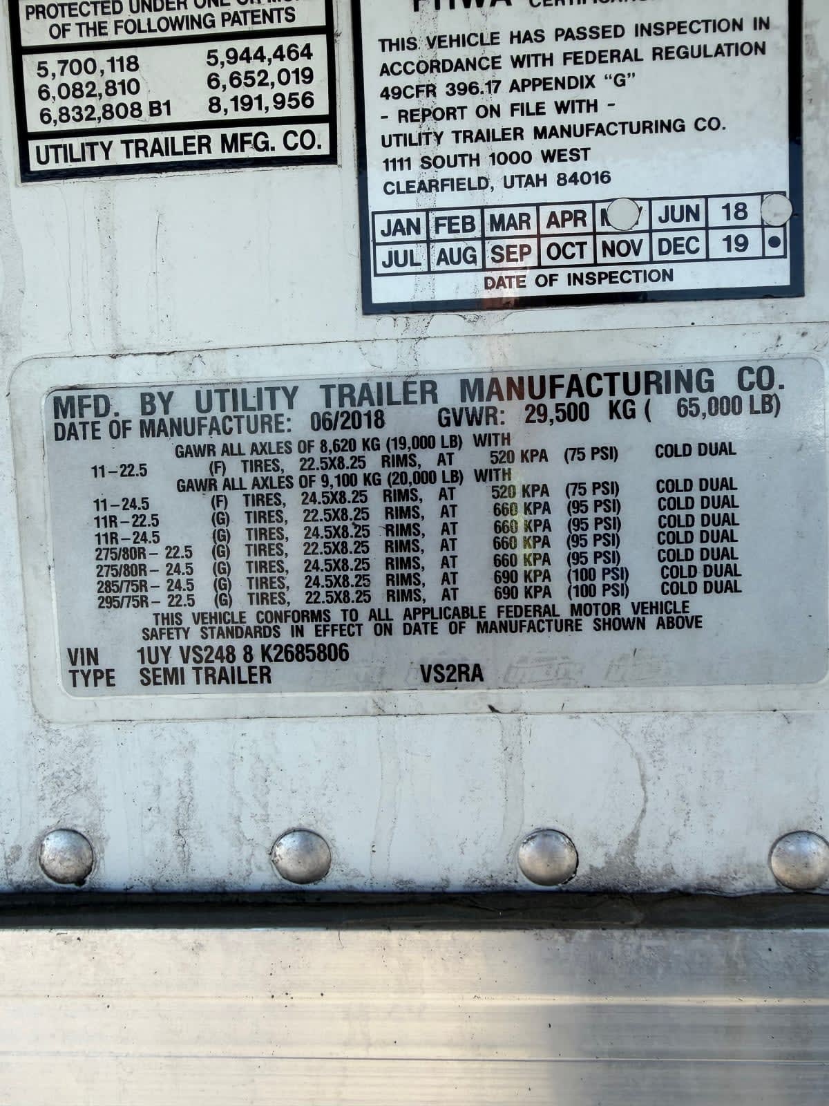2019 Utility Trailers VS2RA 48/162/102 828622