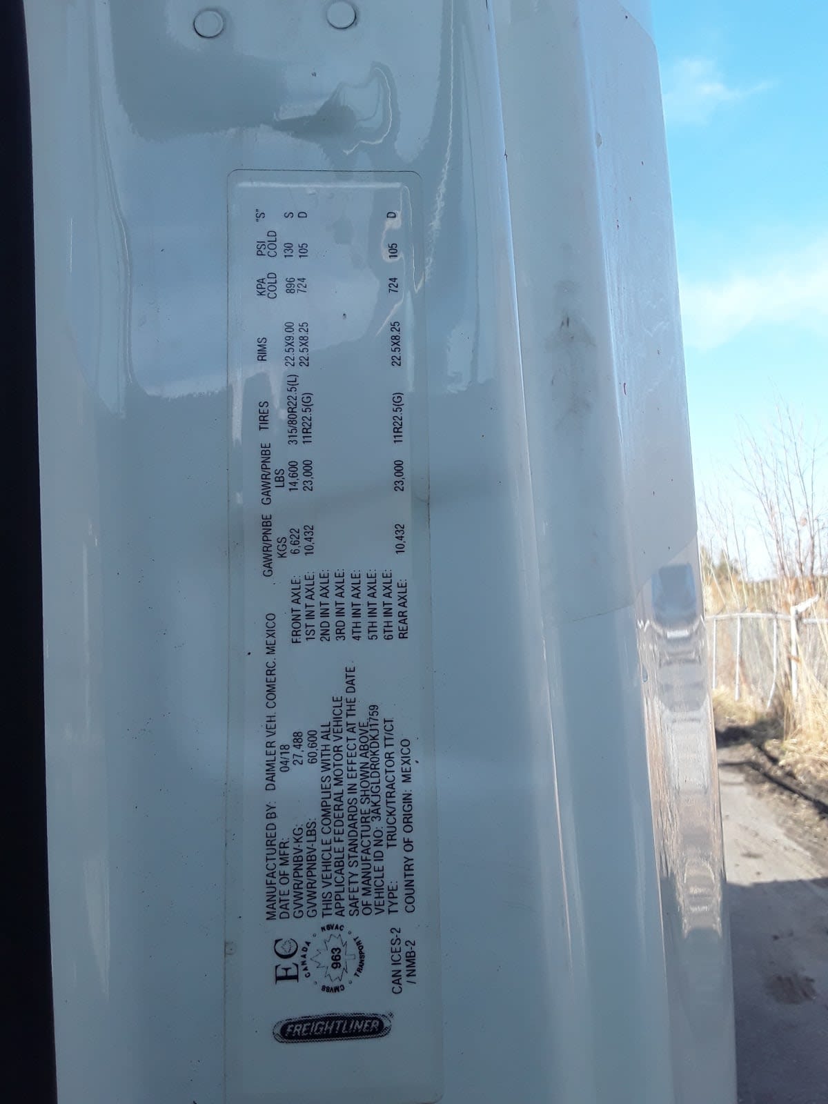 2019 Freightliner/Mercedes CASCADIA 125 840384