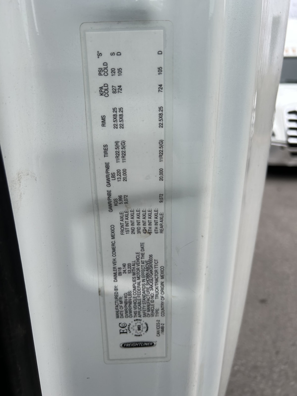 2019 Freightliner/Mercedes CASCADIA 125 840619