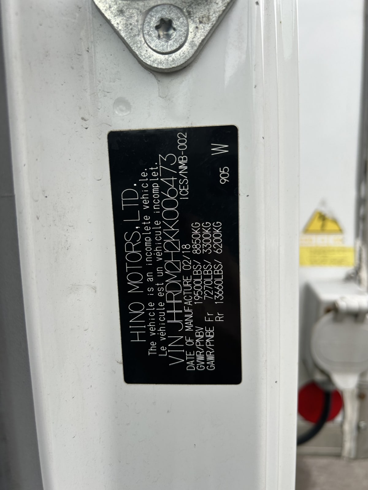 2019 Hino HINO 195 840648