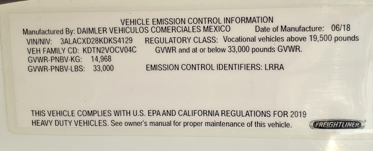 2019 Freightliner/Mercedes M2 106 843947